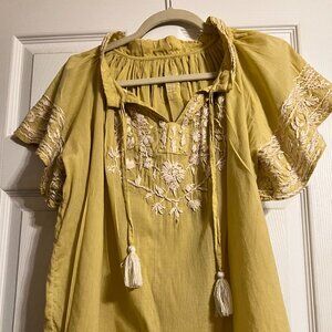 Kyla Seo Cotton Yello Ruffle Top - Size S